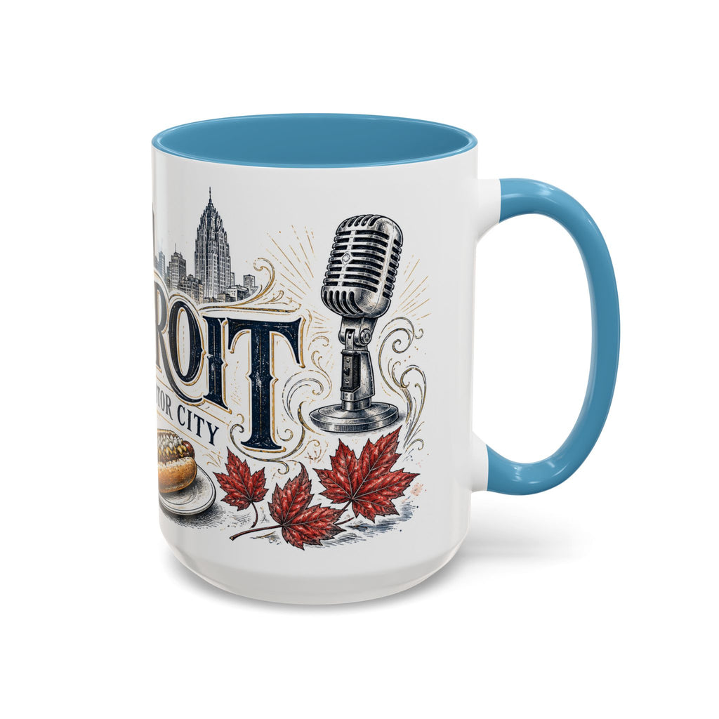 Detroit Coffee Mug | United States Travel Souvenir | Vintage Illustrated City Gift | 11 oz 15 oz Accent Mug