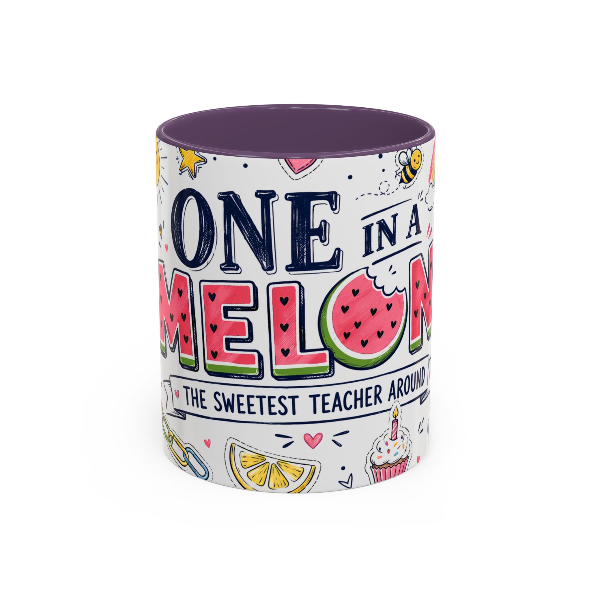 One in a Melon Coffee Mug | Sweetest Teacher Appreciation Gift | Accent Color Ceramic 11oz 15oz