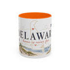 Delaware State Map Mug | Botanical Beach Accent Coffee Cup (11oz/15oz)