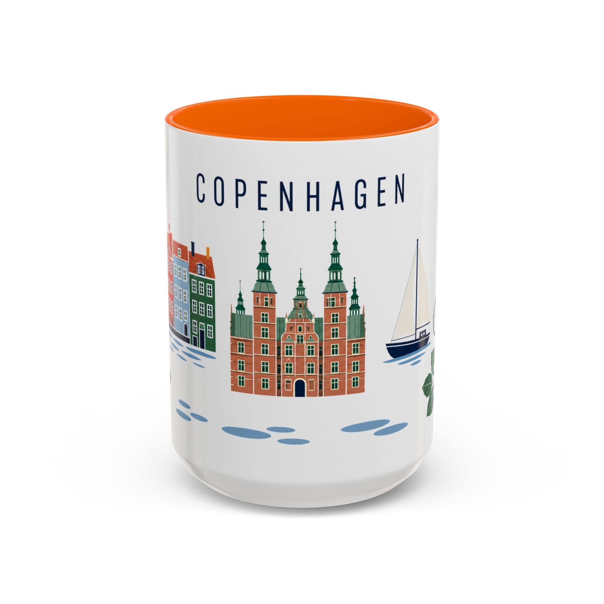 Copenhagen Coffee Mug | Denmark Travel Souvenir | Porcelain Decal City Gift | 11oz 15oz Accent Mug