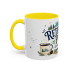 Retirement Plan Coffee And Adventures Mug | Travel Retirement Gift | Accent Color Ceramic 11oz 15oz