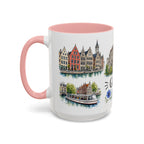 Ghent Illustrated Travel Mug | City Souvenir Accent Coffee Mug | 11oz 15oz Ceramic Cup