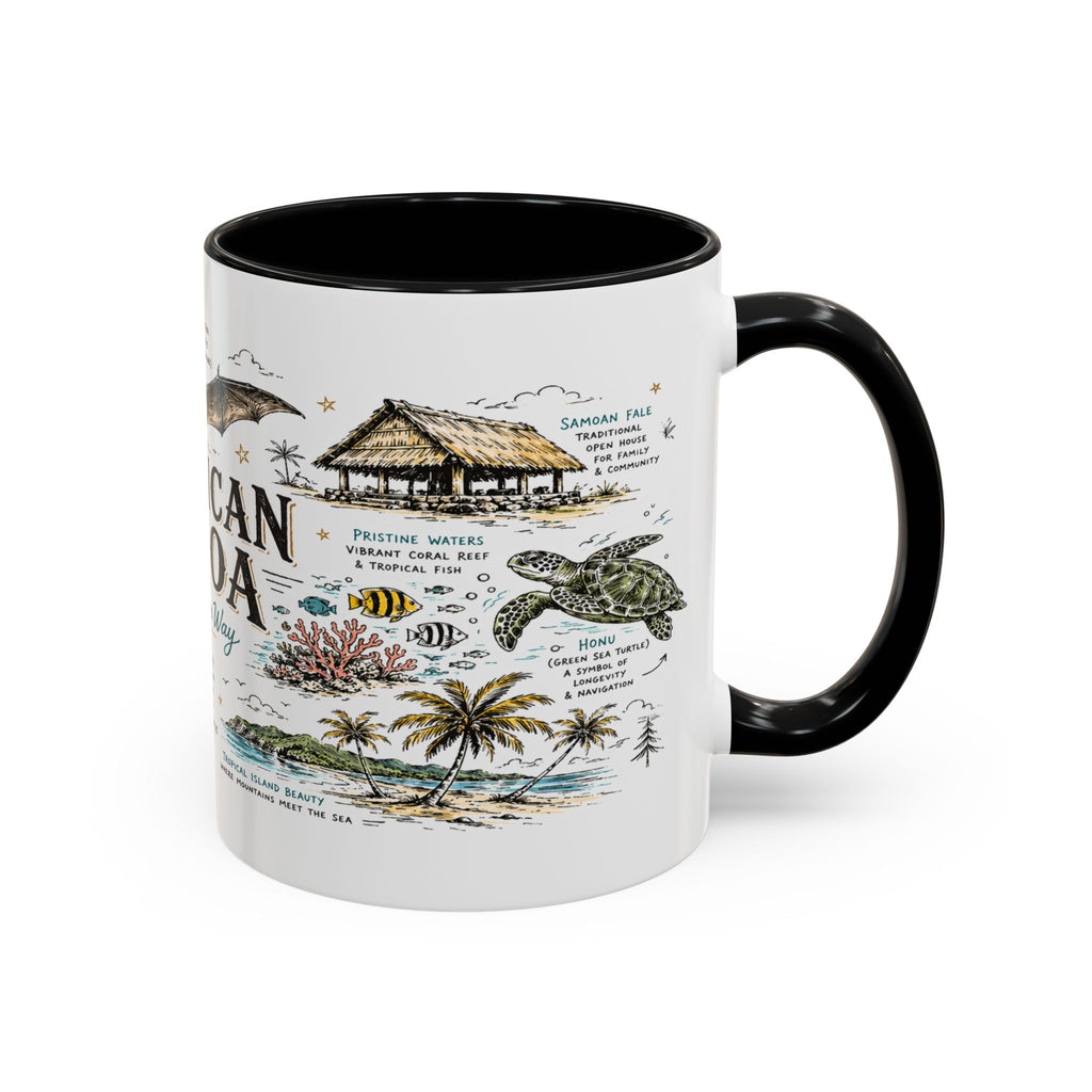 American Samoa National Park Coffee Mug | Pacific Island Rainforest Reef Gift | Accent Color Ceramic 11oz 15oz