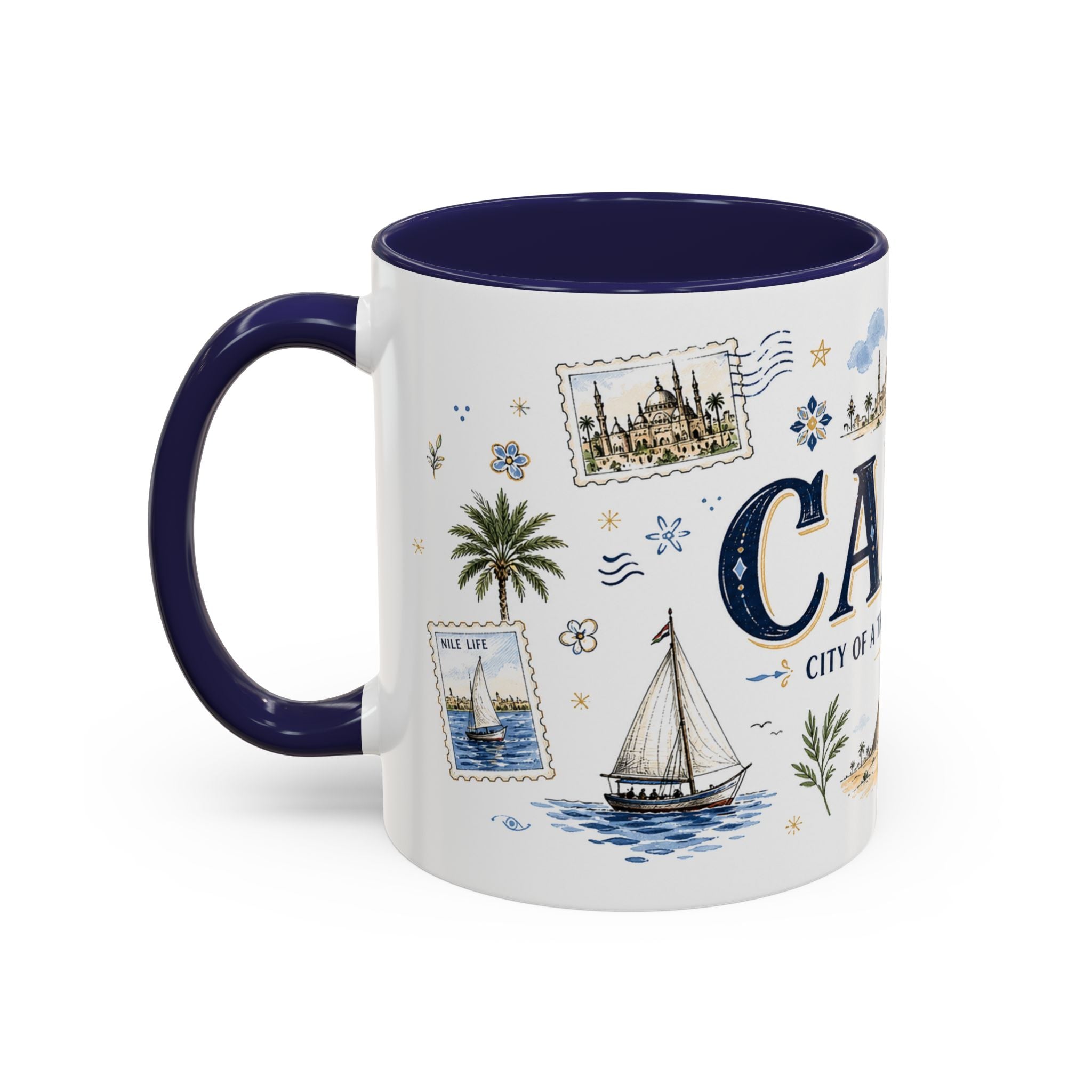 Cairo Coffee Mug | Egypt Souvenir Travel Gift | Accent Color Ceramic 11oz 15oz