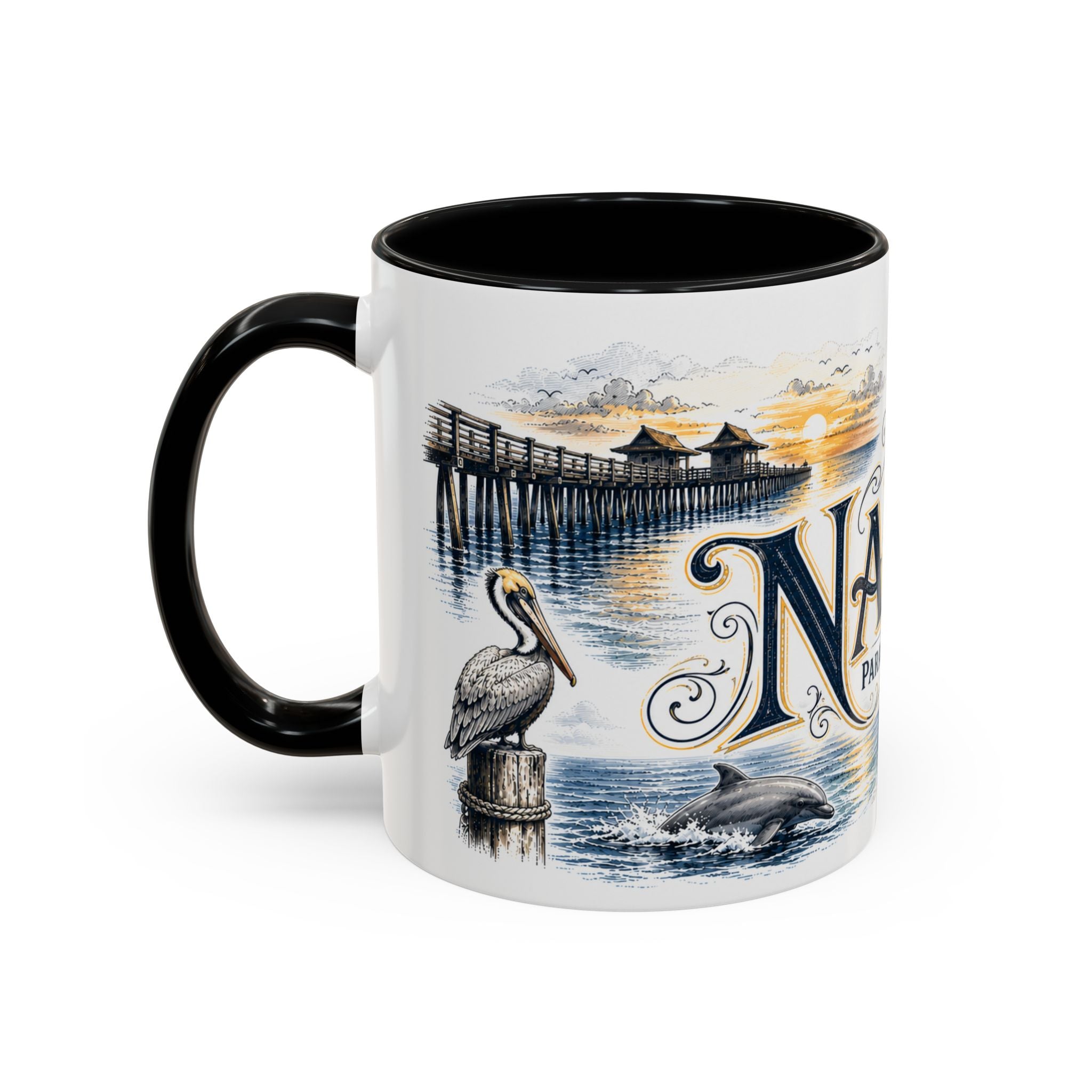 Naples Coffee Mug | United States Travel Souvenir | Vintage Illustrated City Gift | 11 oz 15 oz Accent Mug