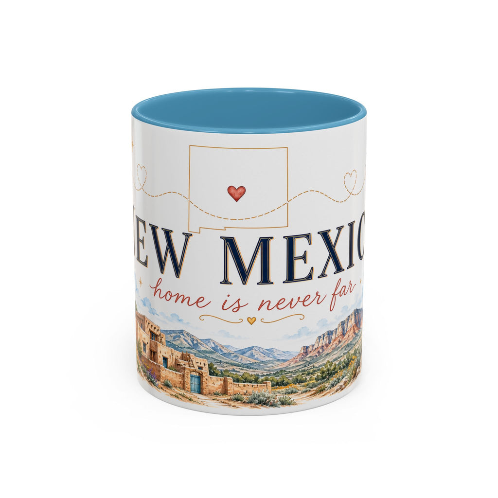 New Mexico State Map Mug | Desert Scenery, Yucca Flower Accent Coffee Cup
