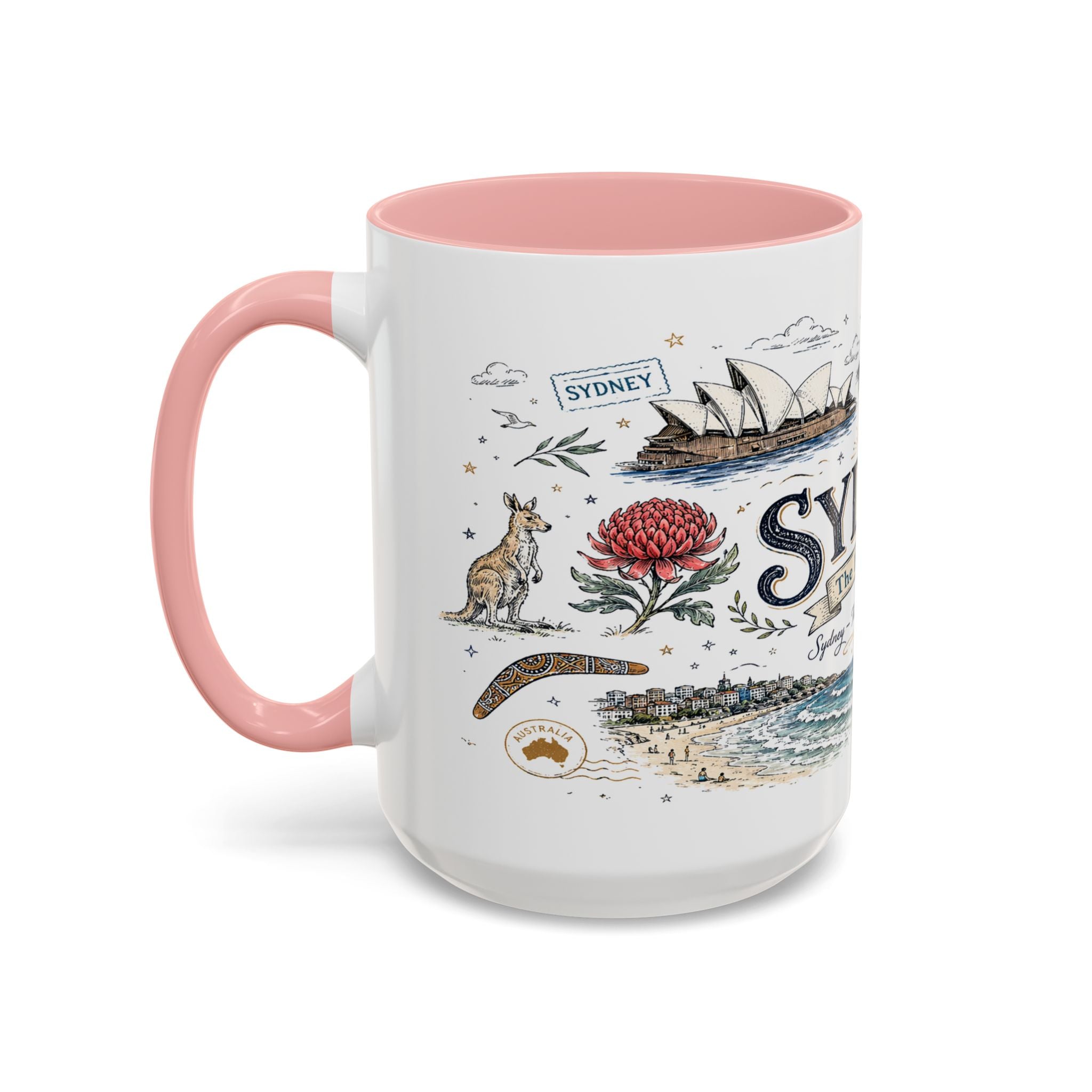 Sydney Coffee Mug | Australia Souvenir Travel Gift | Accent Color Ceramic 11oz 15oz