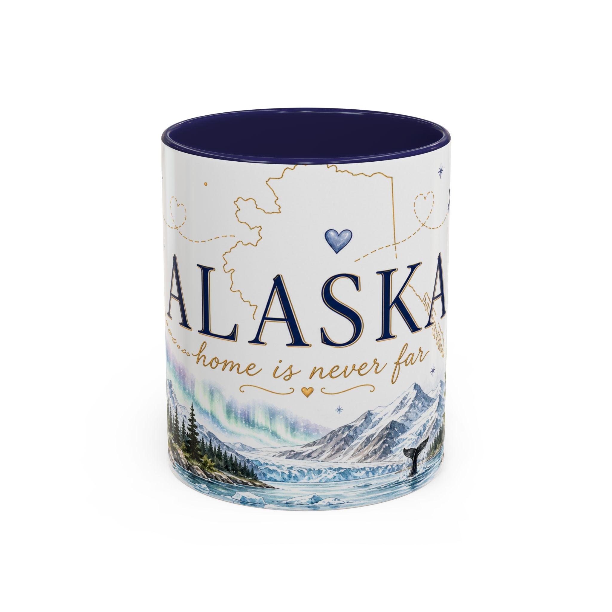 Alaska State Map Mug | Northern Lights, Mountains, Glaciers | Moving Away Gift