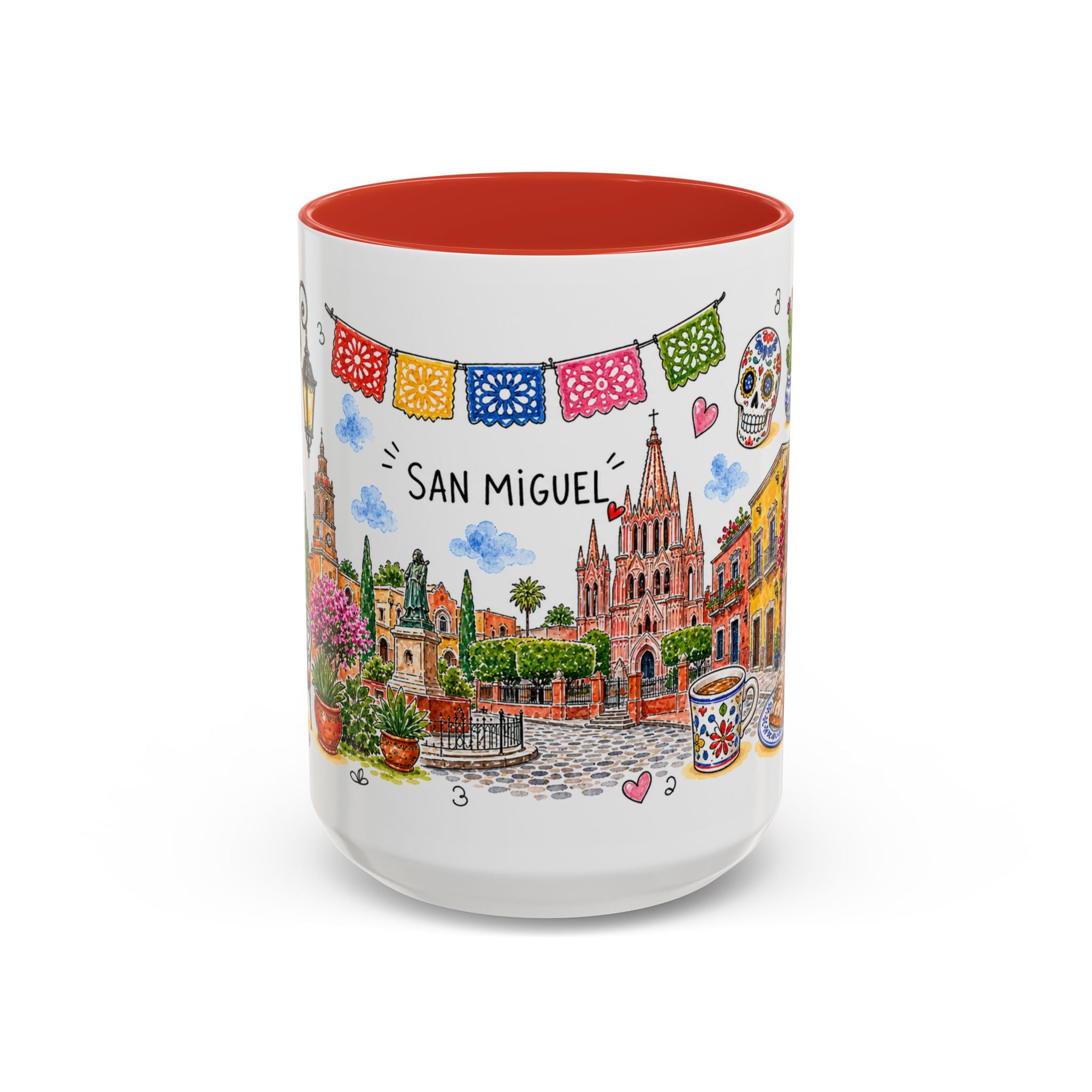 San Miguel de Allende Illustrated Travel Mug | City Souvenir Accent Coffee Mug | 11oz 15oz Ceramic Cup
