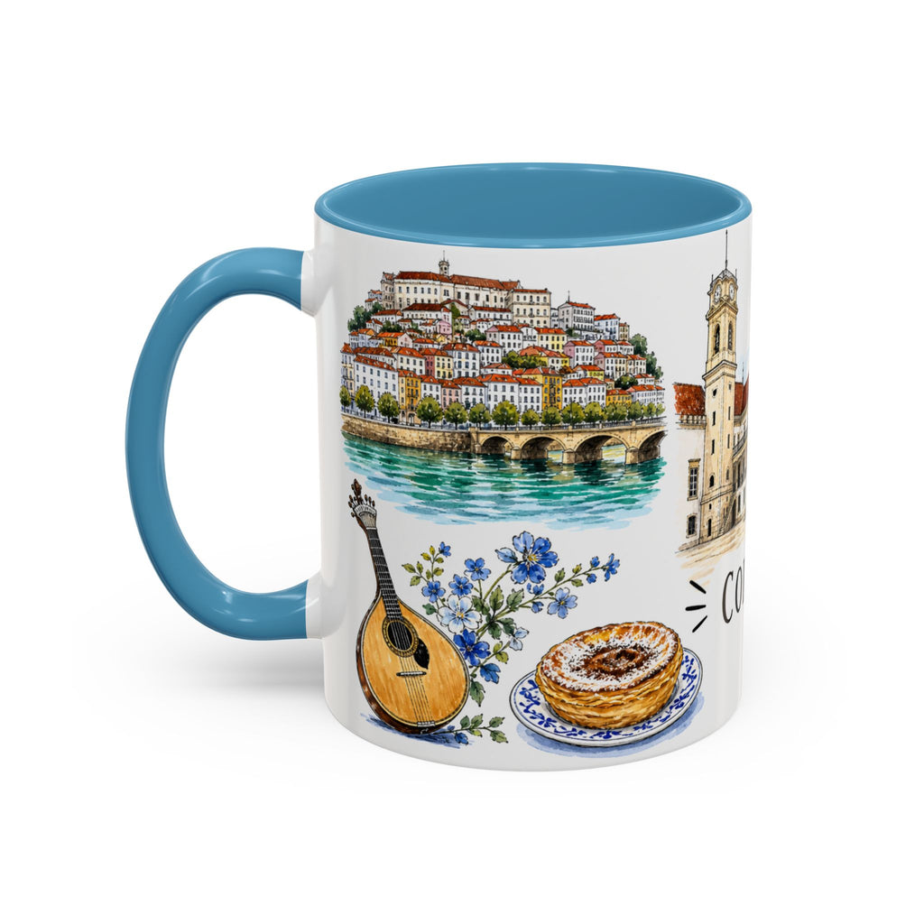 Coimbra Illustrated Travel Mug | City Souvenir Accent Coffee Mug | 11oz 15oz Ceramic Cup