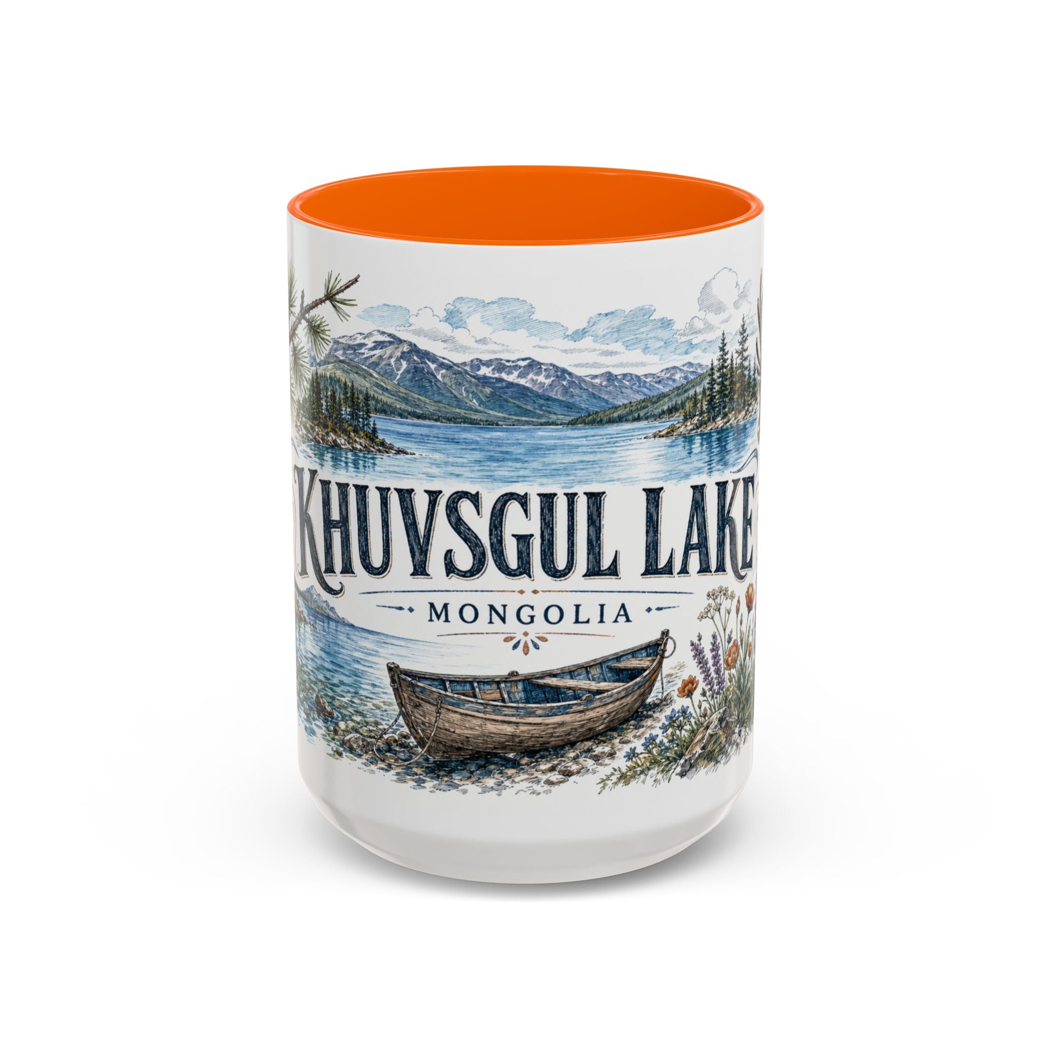 Khuvsgul Lake Mug, Mongolia Travel Souvenir, Bucket List Gift, Accent Ceramic Coffee Mug 11oz 15oz