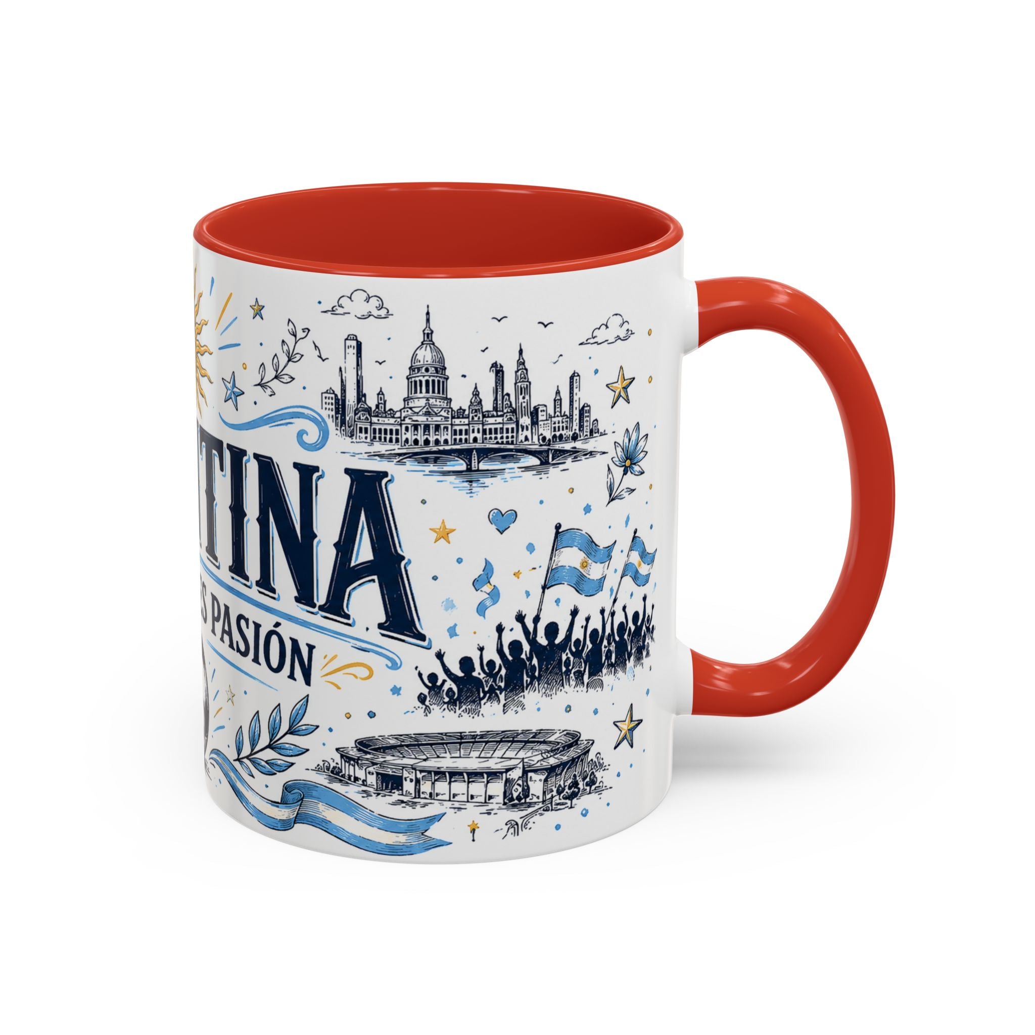 Argentina Soccer Coffee Mug | Soccer Fan Gift | Accent Color Ceramic 11oz 15oz Match Day Cup