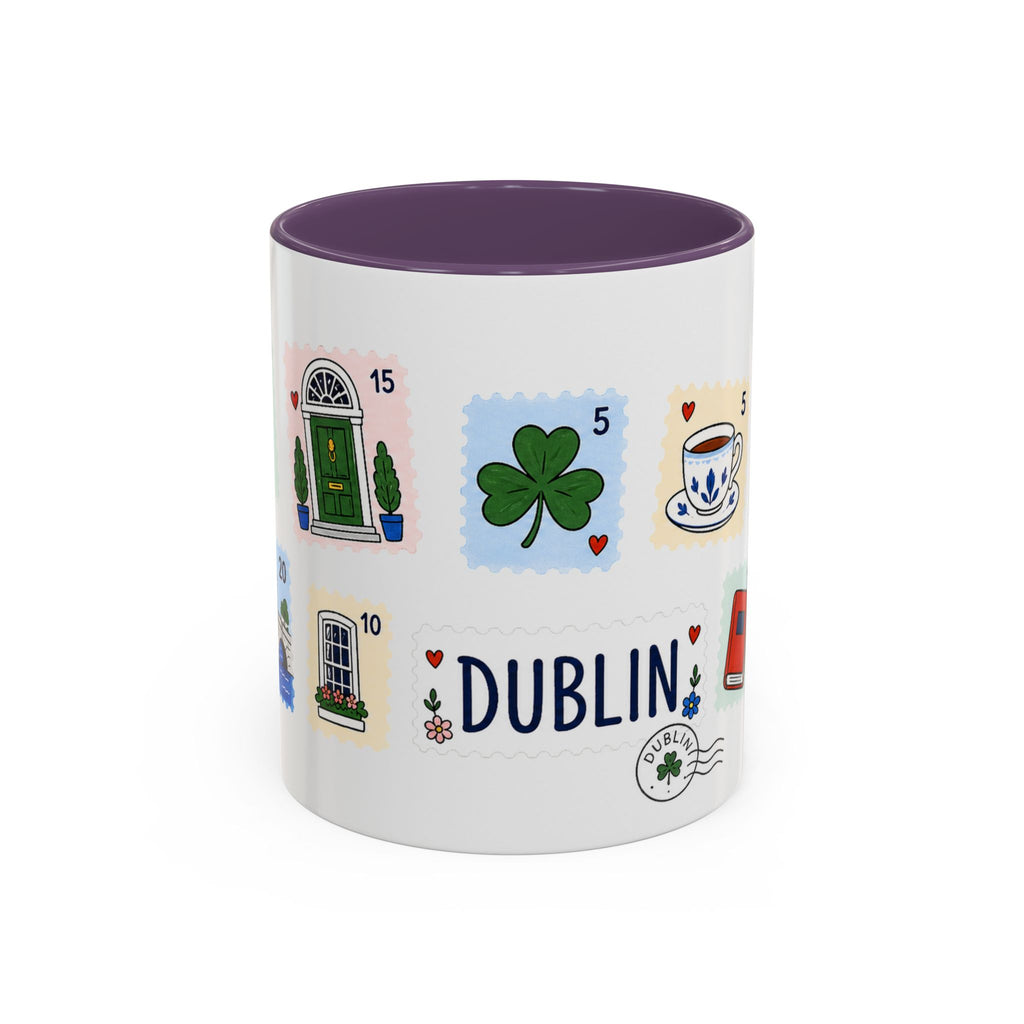 Dublin Coffee Mug | Postage Stamp Collage Mug | Travel Souvenir Accent Cup 11oz 15oz
