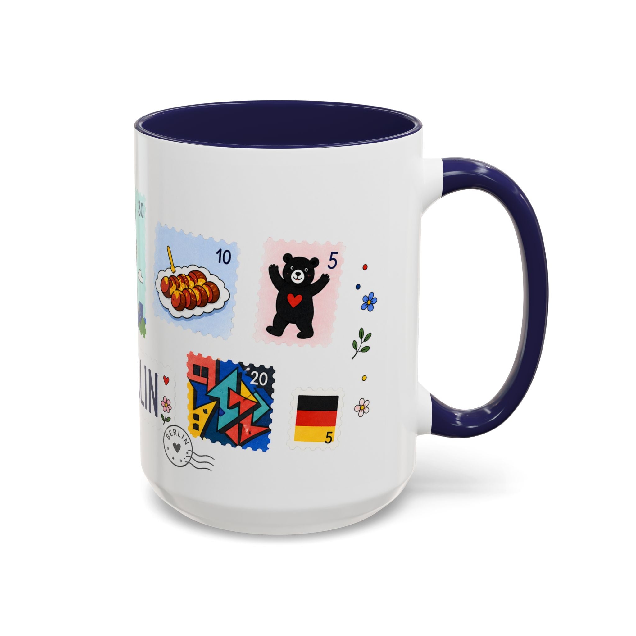 Berlin Coffee Mug | Postage Stamp Collage Mug | Travel Souvenir Accent Cup 11oz 15oz