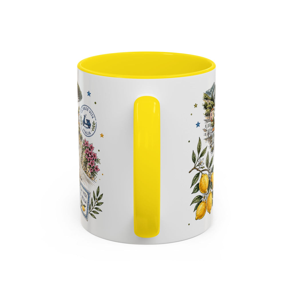 Amalfi Coast Coffee Mug | Travel Destination Souvenir Gift | Accent Color Ceramic 11oz 15oz