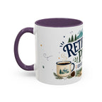 Retirement Plan Coffee And Adventures Mug | Travel Retirement Gift | Accent Color Ceramic 11oz 15oz