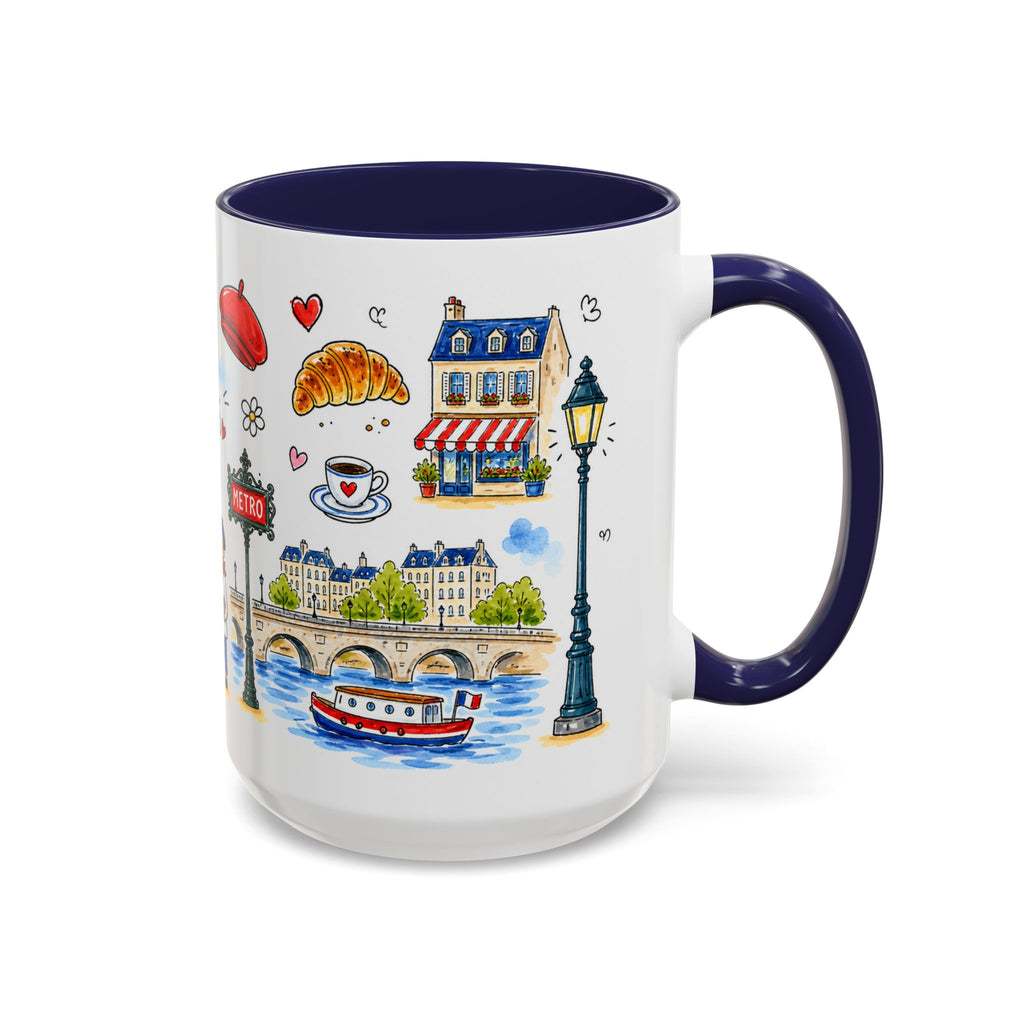 Paris Travel Mug | European City Souvenir Accent Coffee Mug | 11oz 15oz Ceramic Cup