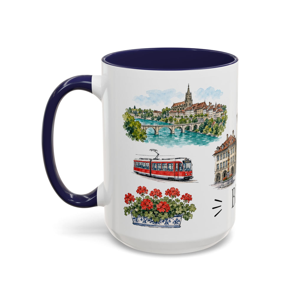 Bern Illustrated Travel Mug | City Souvenir Accent Coffee Mug | 11oz 15oz Ceramic Cup