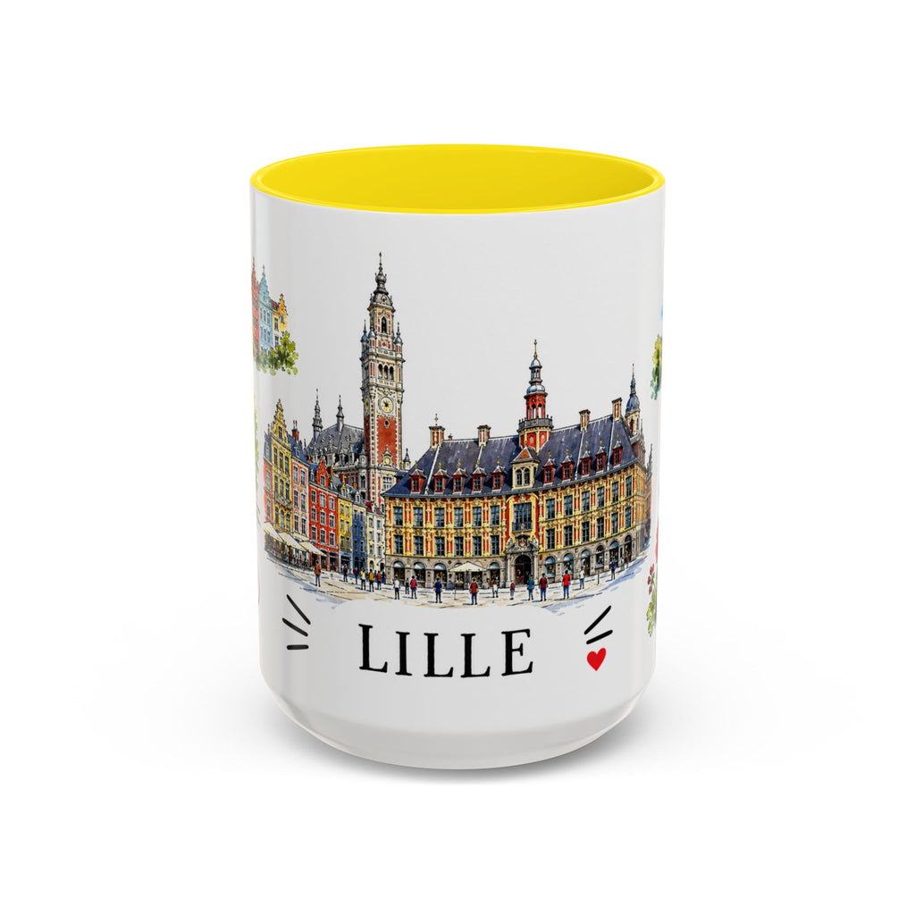 Lille Illustrated Travel Mug | City Souvenir Accent Coffee Mug | 11oz 15oz Ceramic Cup