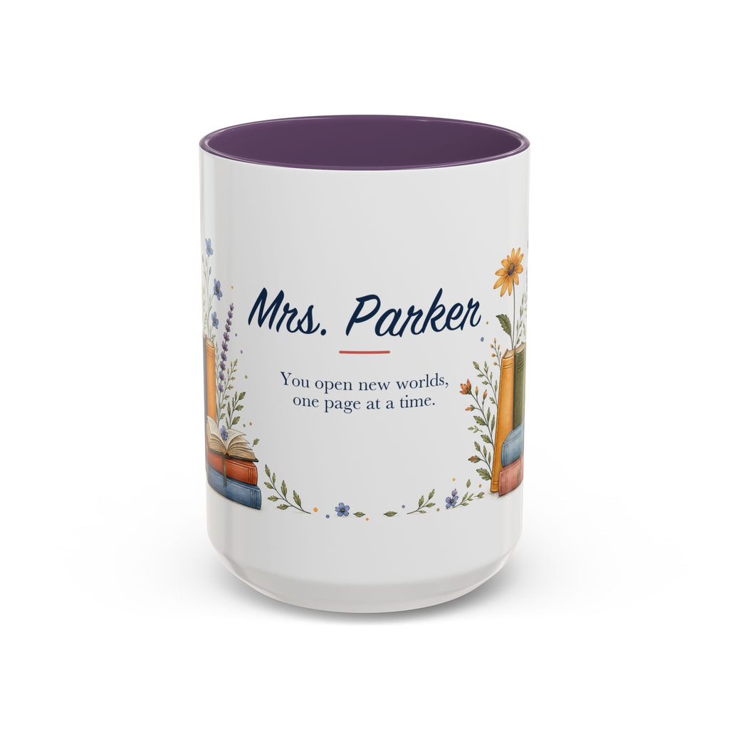 Personalized Reading Teacher Mug | Custom Name Book Lover Coffee Cup | Teacher Appreciation Gift