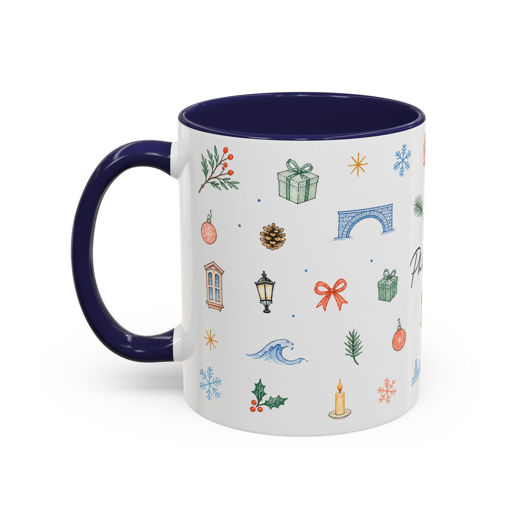 Philadelphia Christmas Mug | Watercolor Travel Souvenir | Holiday Gift | Accent Ceramic Coffee Cup 11oz 15oz