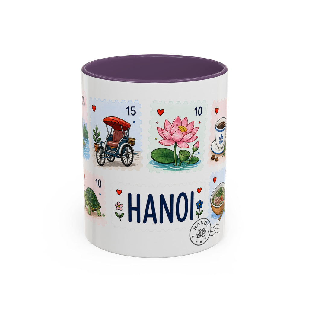 Hanoi Coffee Mug | Postage Stamp Collage Mug | Travel Souvenir Accent Cup 11oz 15oz