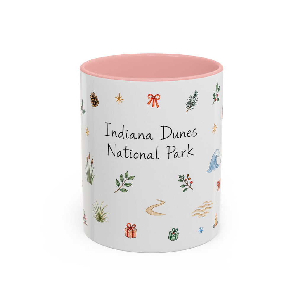 Indiana Dunes National Park Christmas Mug | Watercolor Travel Souvenir | Holiday Gift | Accent Ceramic Coffee Cup 11oz 15oz