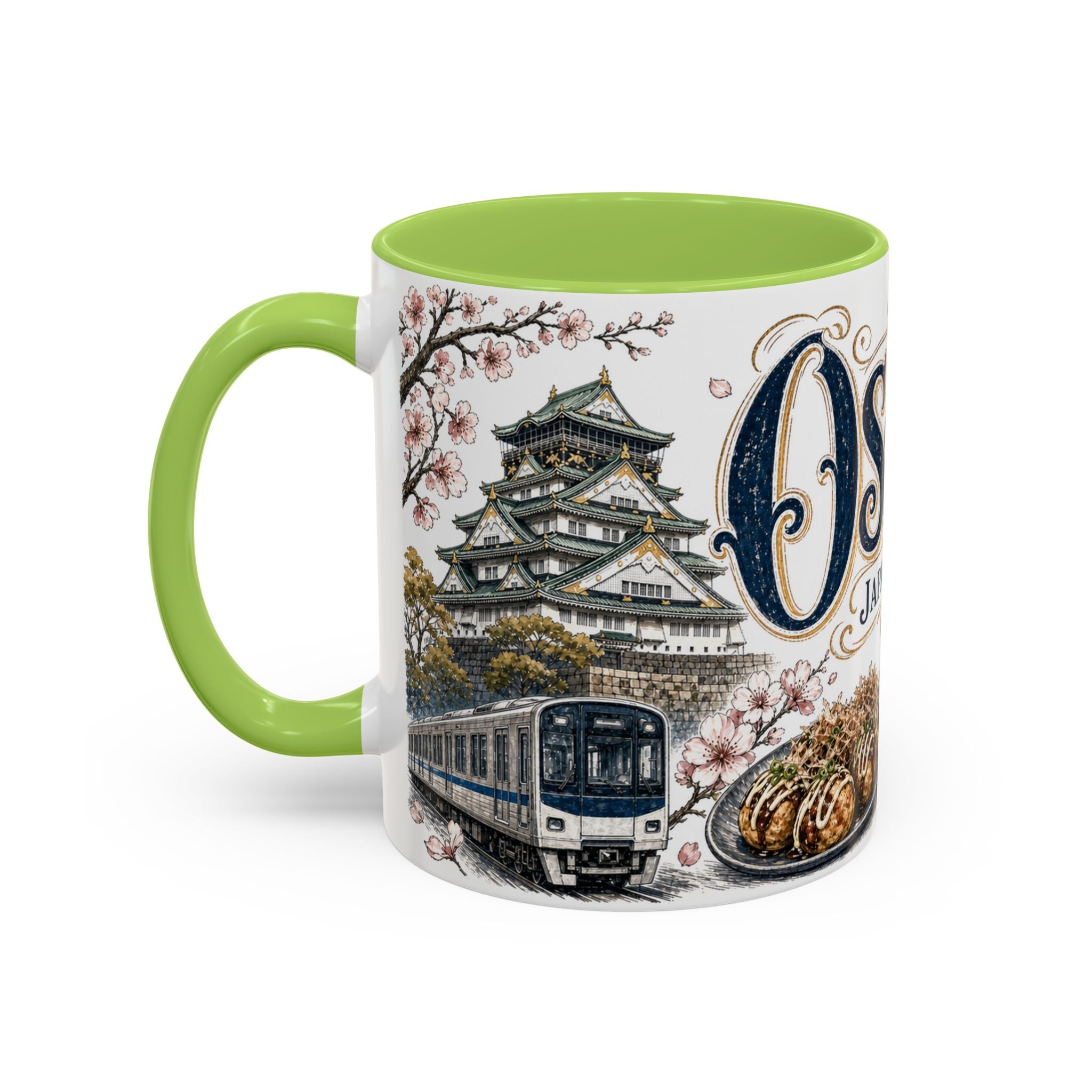 Osaka Coffee Mug | Japan Travel Souvenir | Vintage Illustrated City Gift | 11 oz 15 oz Accent Mug
