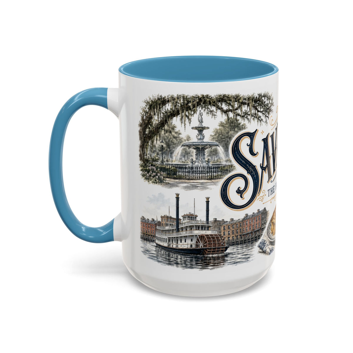 Savannah Coffee Mug | United States Travel Souvenir | Vintage Illustrated City Gift | 11 oz 15 oz Accent Mug