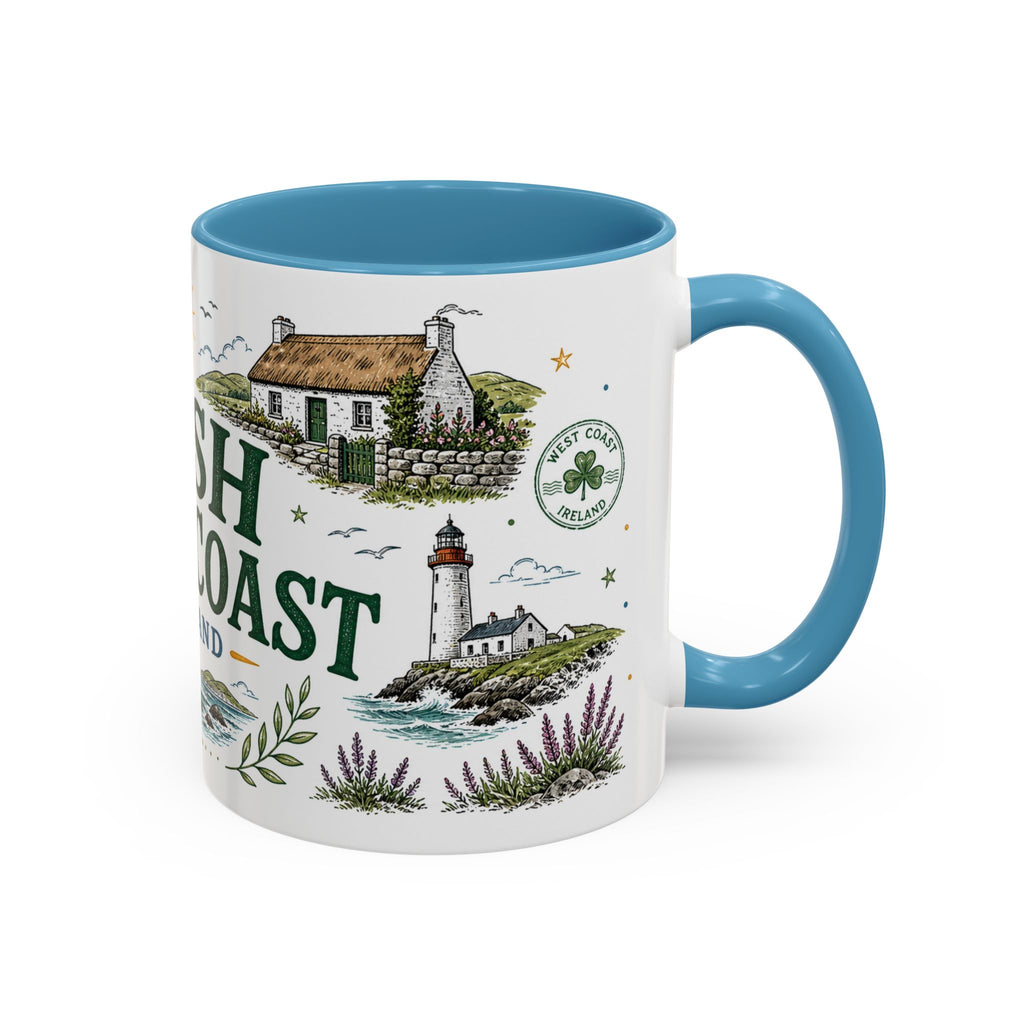 Irish West Coast Coffee Mug | Travel Destination Souvenir Gift | Accent Color Ceramic 11oz 15oz