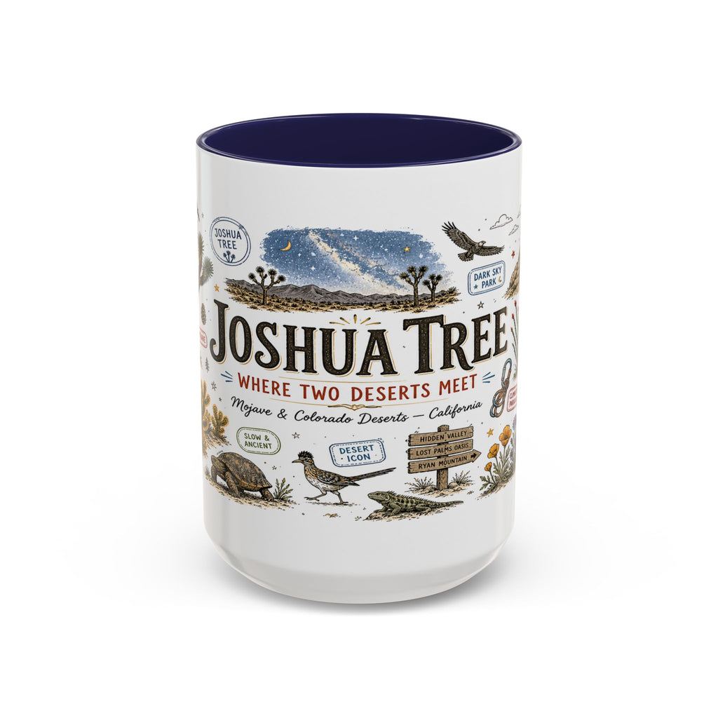 Joshua Tree Coffee Mug | National Park Desert Camping Gift | Accent Color Ceramic 11oz 15oz