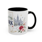 New York State Map Mug | Botanical Rose Accents, Long Distance Friendship Gift