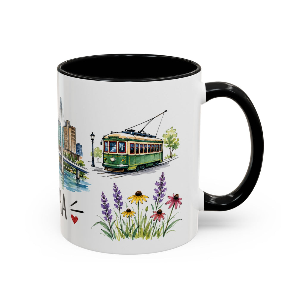 Omaha Illustrated Travel Mug | City Souvenir Accent Coffee Mug | 11oz 15oz Ceramic Cup