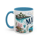 Maldives Coffee Mug | Travel Destination Souvenir Gift | Accent Color Ceramic 11oz 15oz