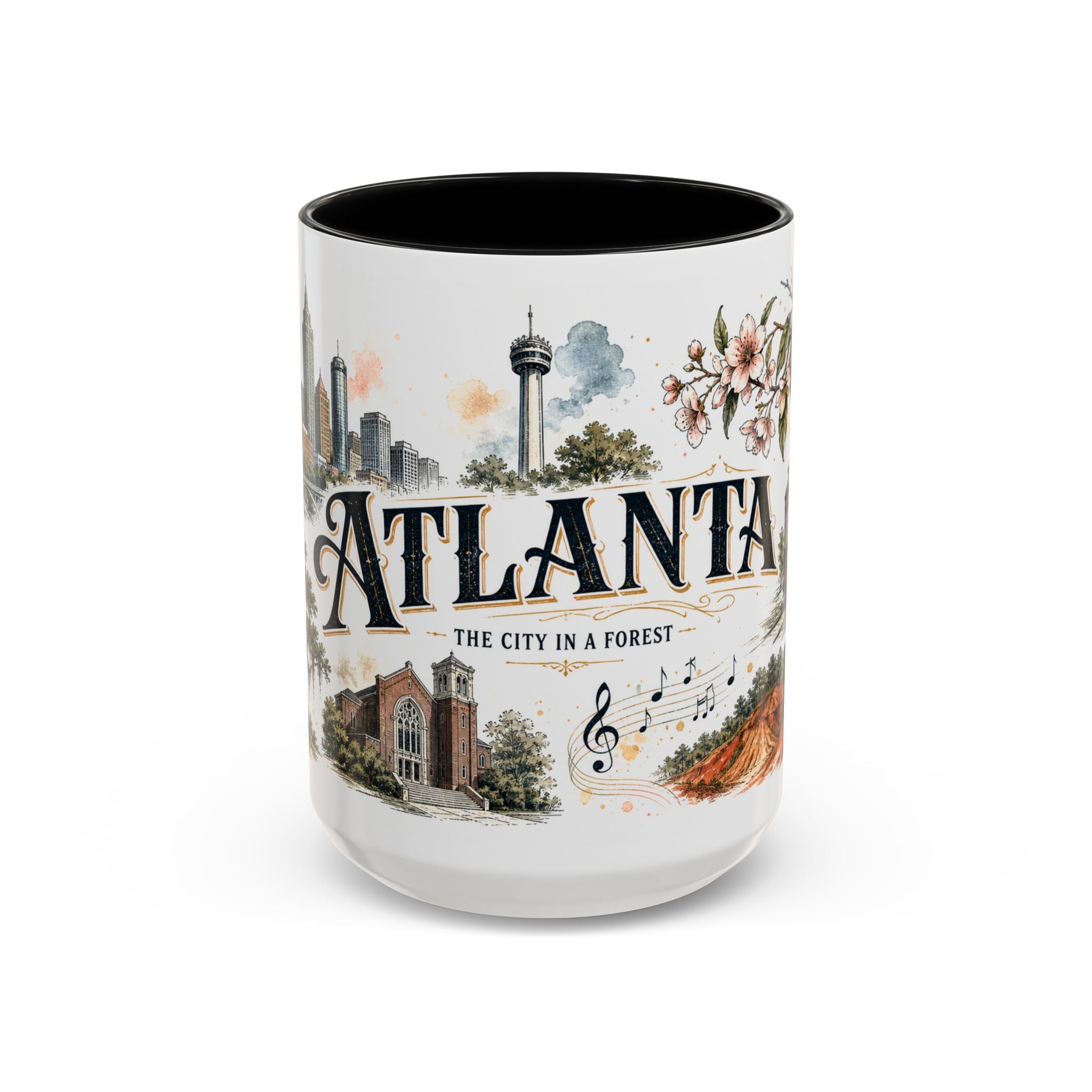 Atlanta Coffee Mug | United States Travel Souvenir | Vintage Illustrated City Gift | 11 oz 15 oz Accent Mug