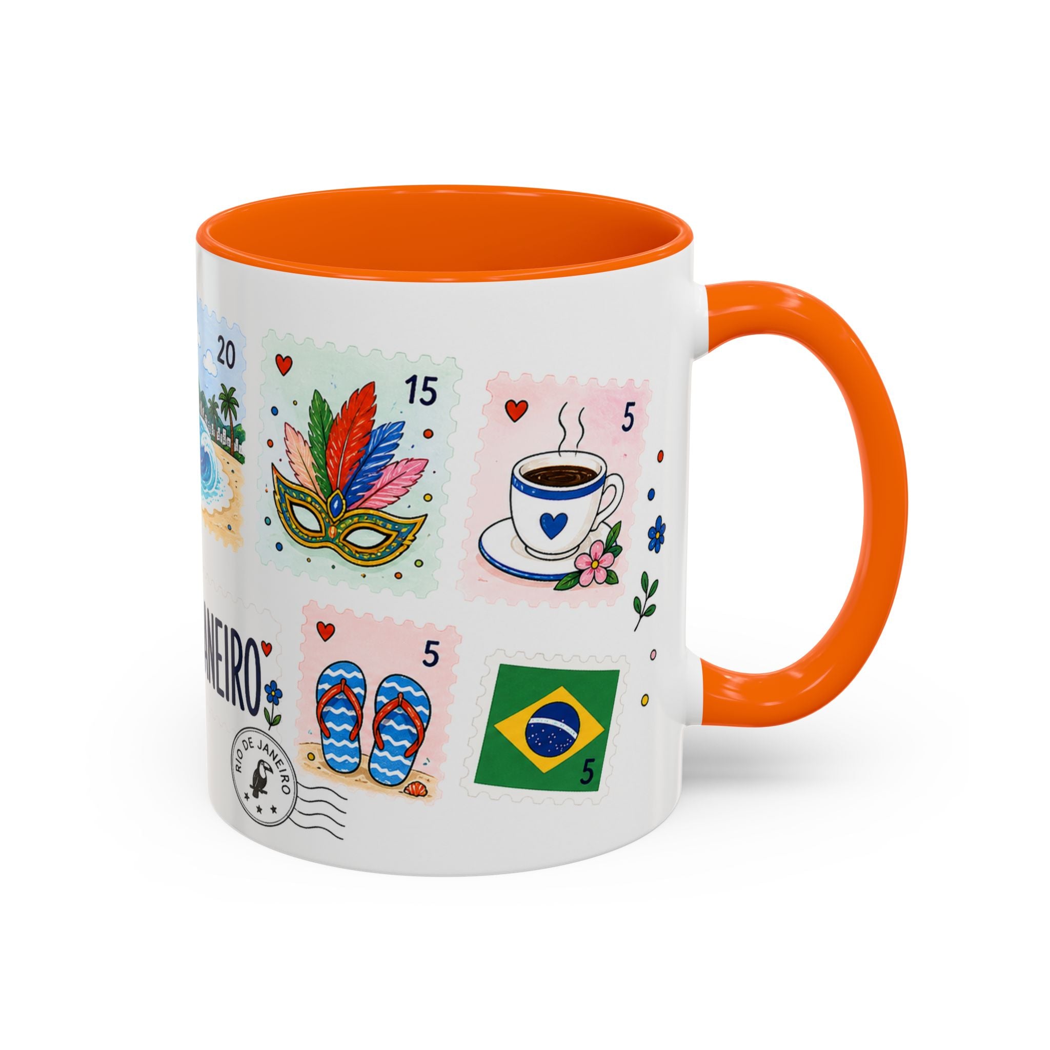 Rio de Janeiro Coffee Mug | Postage Stamp Collage Mug | Travel Souvenir Accent Cup 11oz 15oz