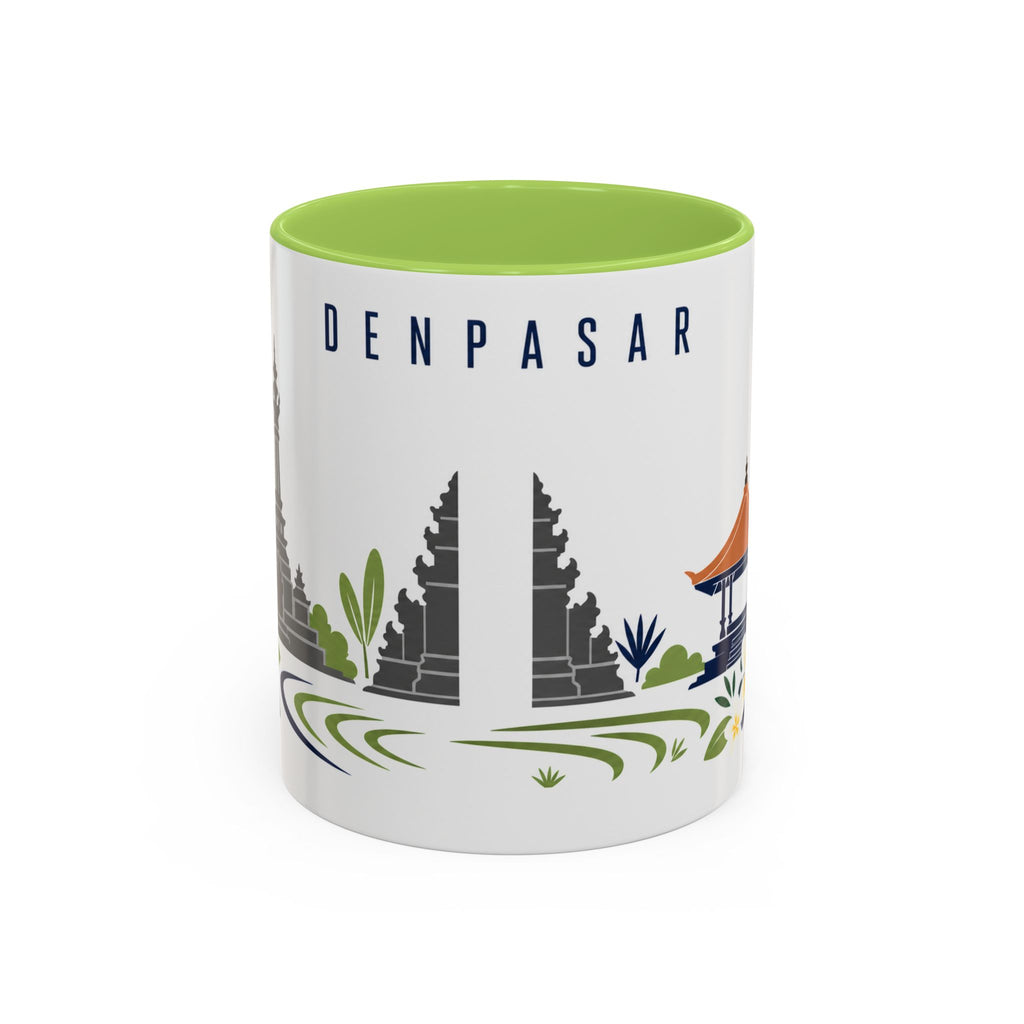 Denpasar Coffee Mug | Indonesia Travel Souvenir | Porcelain Decal City Gift | 11oz 15oz Accent Mug