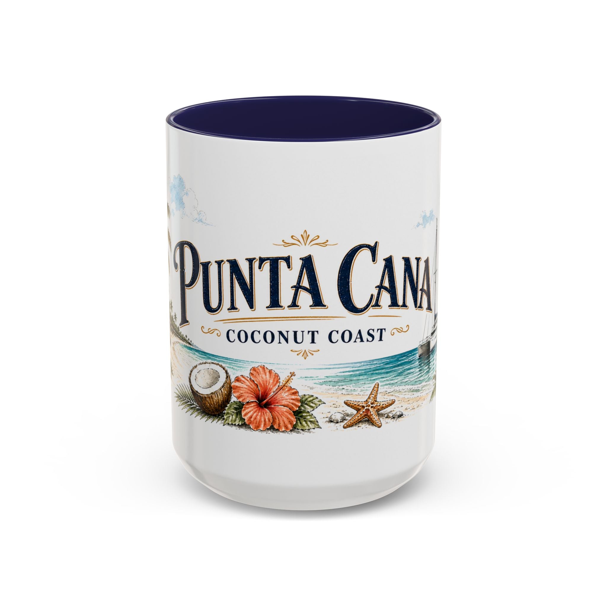 Punta Cana Coffee Mug | Dominican Republic Travel Souvenir | Vintage Illustrated City Gift | 11 oz 15 oz Accent Mug