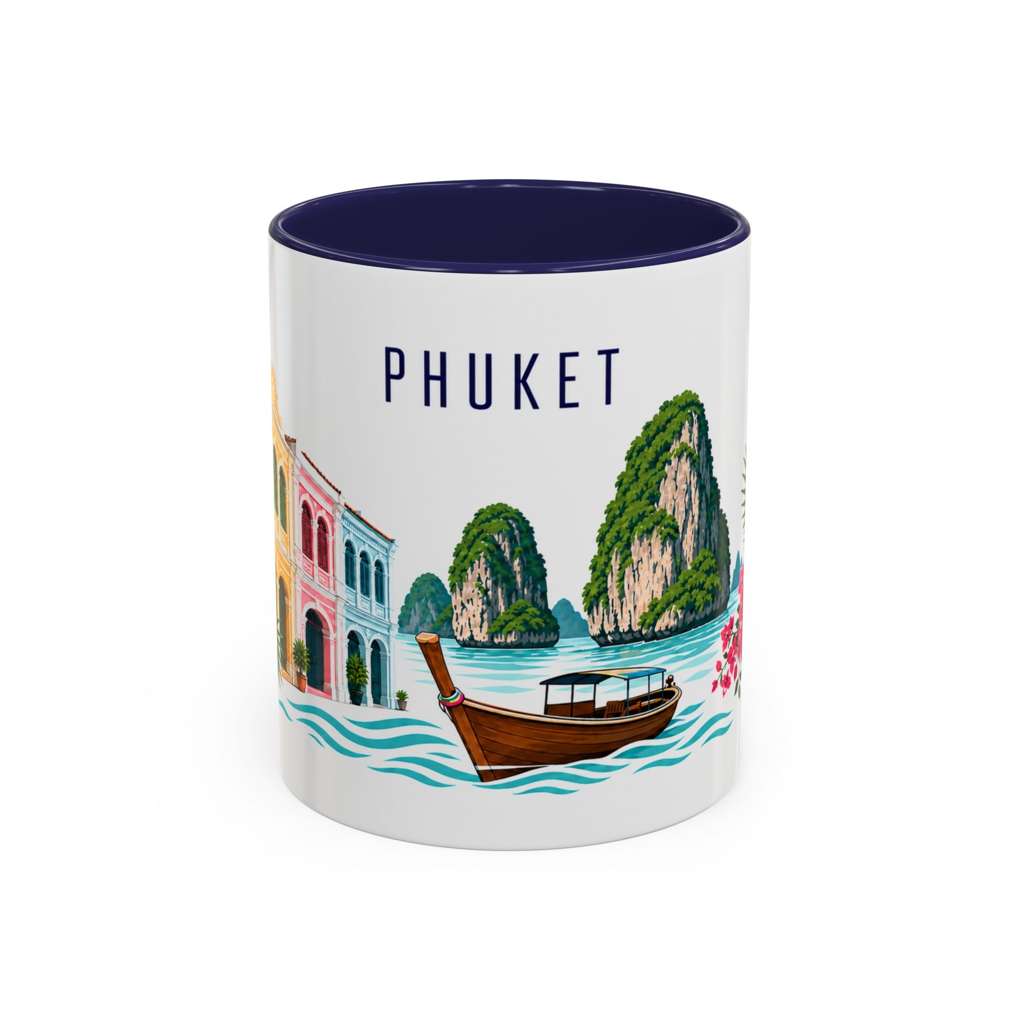 Phuket Coffee Mug | Thailand Travel Souvenir | Porcelain Decal City Gift | 11oz 15oz Accent Mug