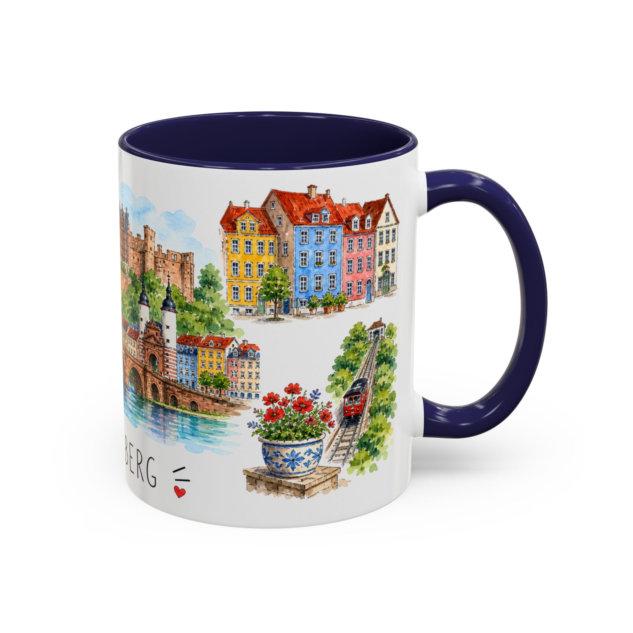 Heidelberg Illustrated Travel Mug | City Souvenir Accent Coffee Mug | 11oz 15oz Ceramic Cup