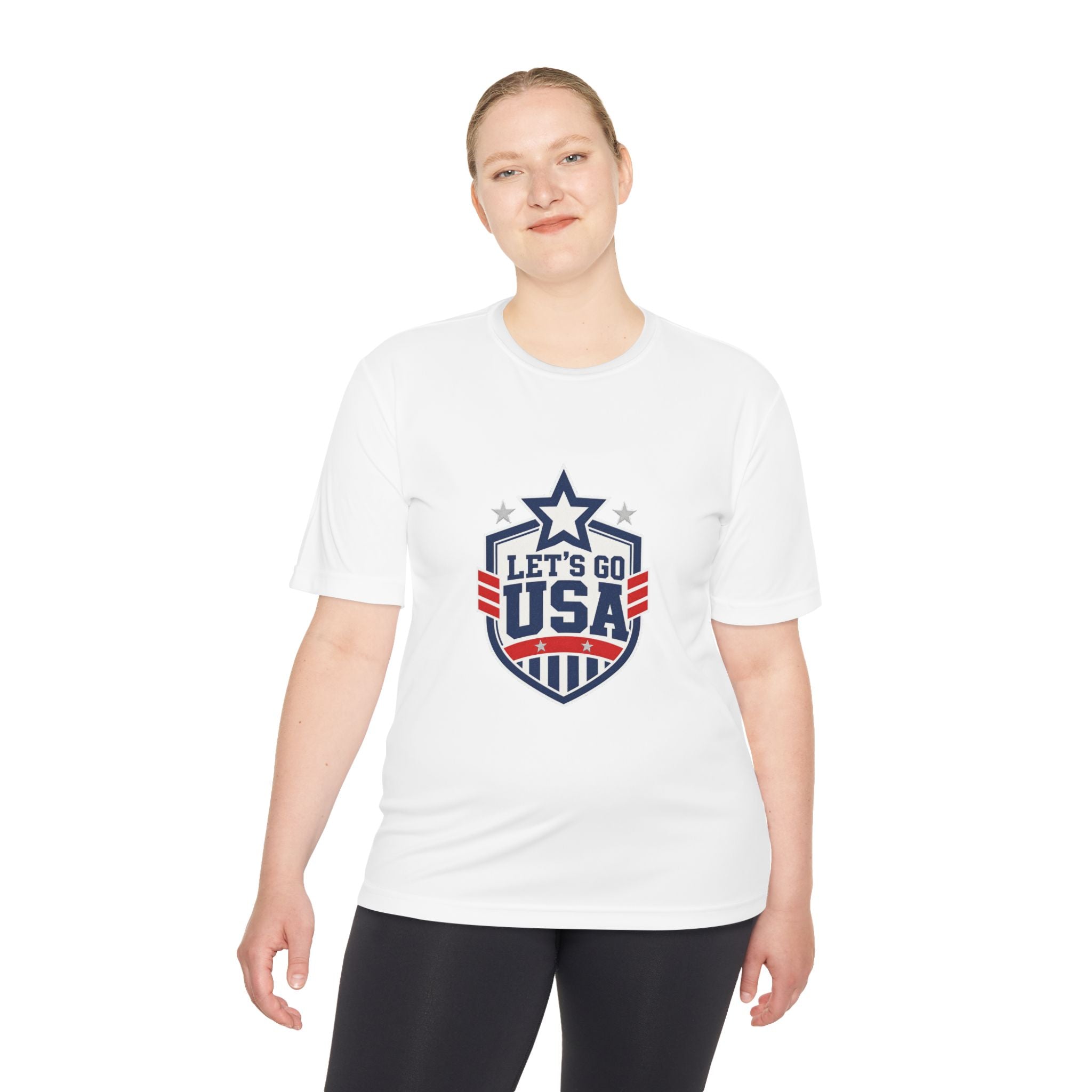 United States Soccer T Shirt, Let's Go USA Fan Tee, Moisture Wicking Sport Shirt