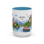 Bled Illustrated Travel Mug | Slovenia Souvenir Accent Coffee Mug | 11oz 15oz Ceramic Cup