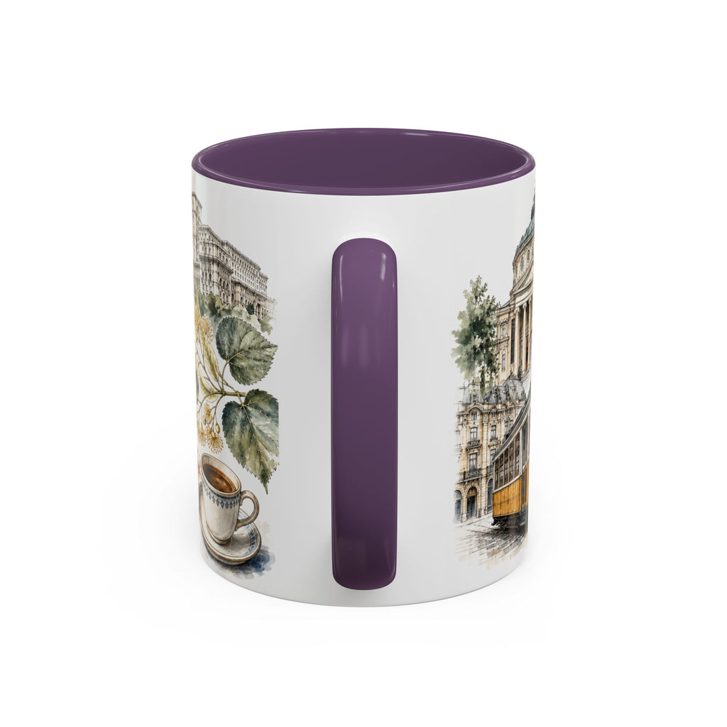 Bucharest Coffee Mug | Romania Travel Souvenir | Vintage Illustrated City Gift | 11 oz 15 oz Accent Mug