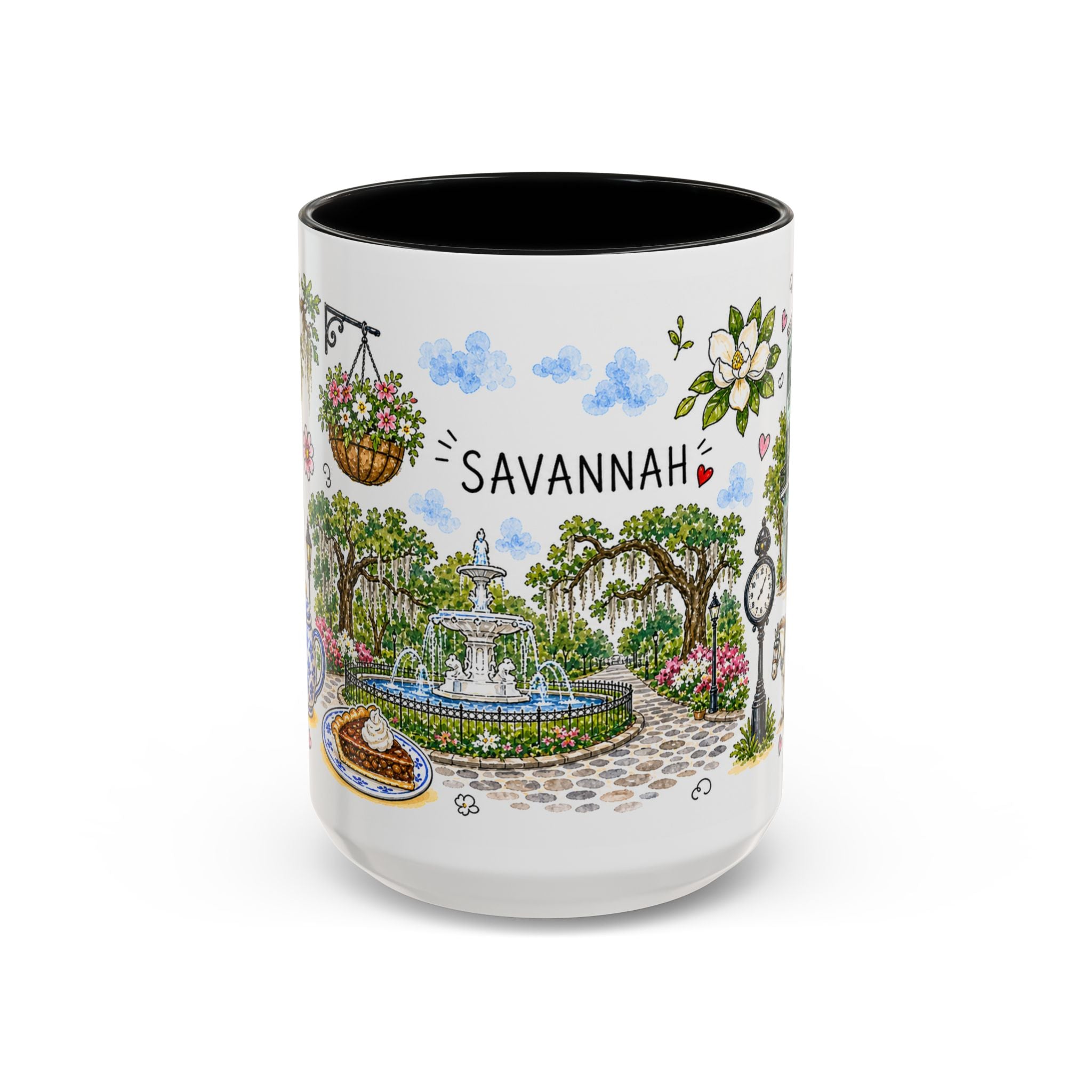 Savannah Illustrated Travel Mug | City Souvenir Accent Coffee Mug | 11oz 15oz Ceramic Cup