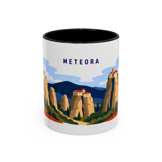 Meteora Coffee Mug | Travel Destination Souvenir Gift | Accent Color Ceramic 11oz 15oz