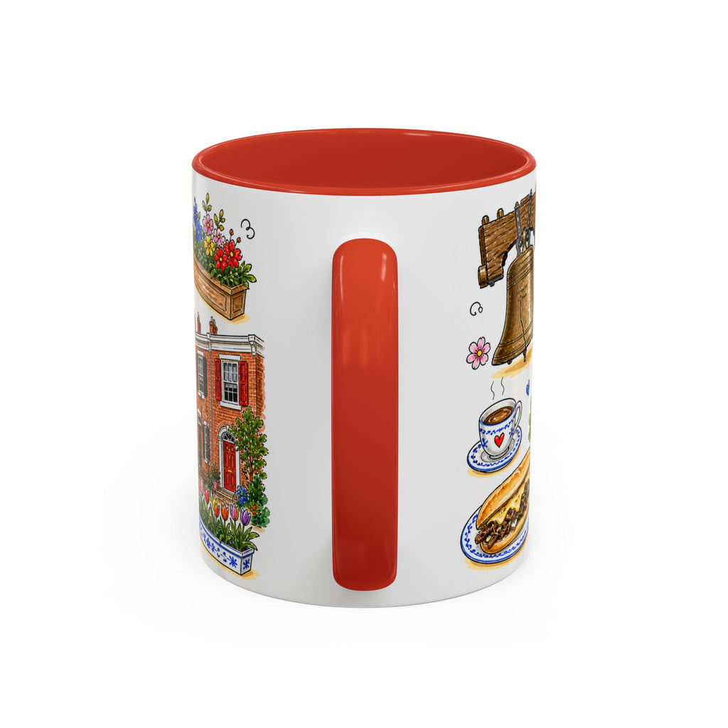 Philadelphia Illustrated Travel Mug | City Souvenir Accent Coffee Mug | 11oz 15oz Ceramic Cup