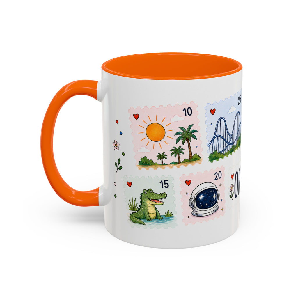 Orlando Coffee Mug | Postage Stamp Collage Mug | Travel Souvenir Accent Cup 11oz 15oz