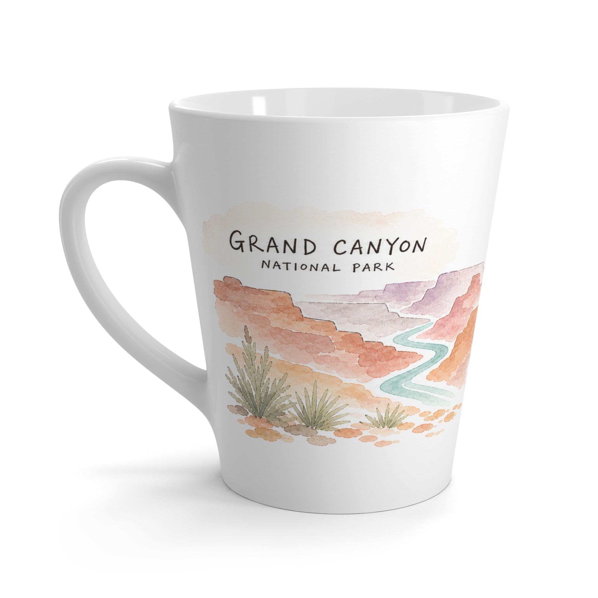 Grand Canyon National Park Latte Mug | Pastel Watercolor Nature Coffee Cup | 12 oz Travel Souvenir Gift