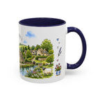 Bibury Illustrated Travel Mug | England Souvenir Accent Coffee Mug | 11oz 15oz Ceramic Cup
