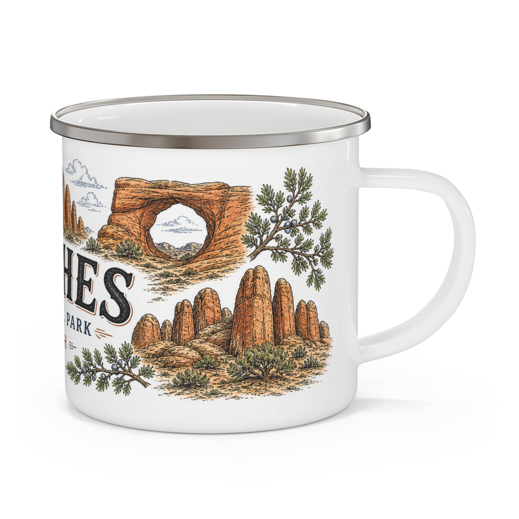 Arches National Park Vintage Enamel Camping Mug | 12oz National Park Hiking Gift